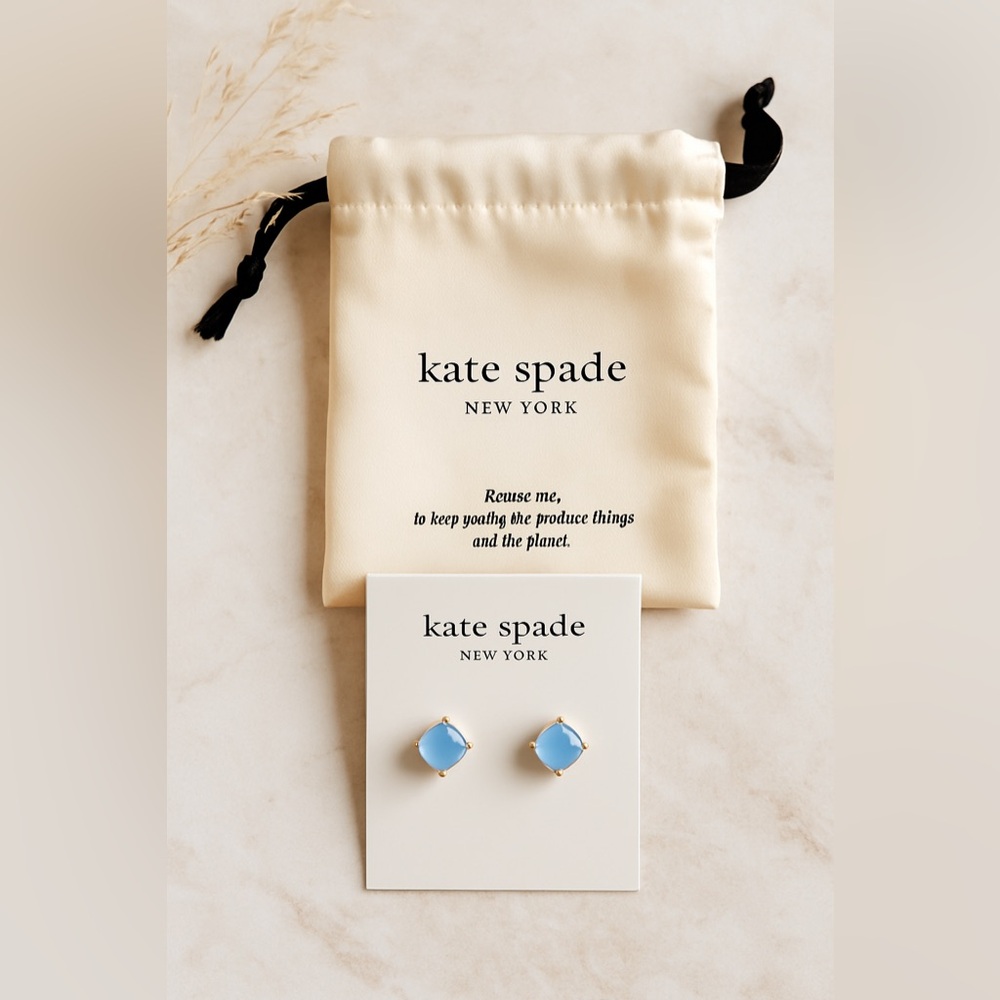 Kate Spade New York Light Blue Stone and Gold Stud Earrings